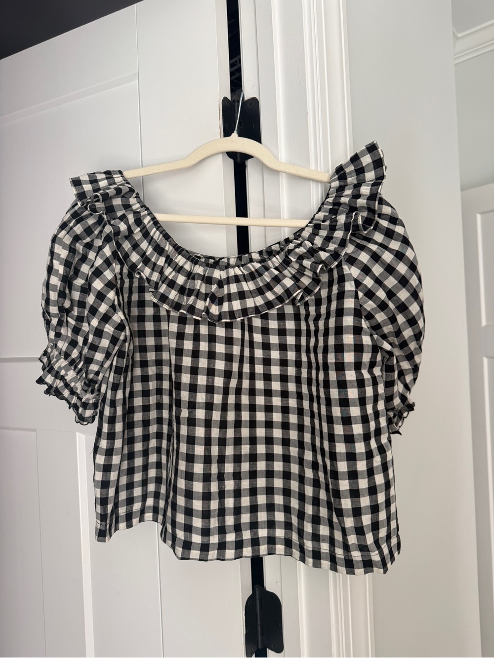 Doen Samara Ruffled Gingham Voile Blouse black white - Picture 6 of 6